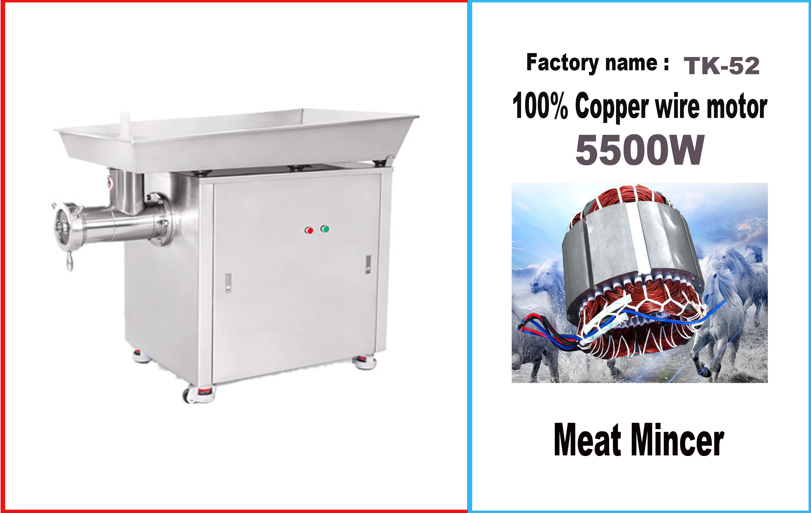 TK-52 stainless steel industrial meat mincer /large meat grinder with best price