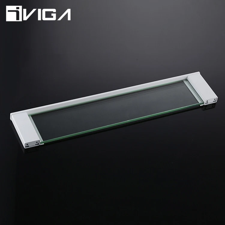Top Selling Hotel Bathroom Accessories Square SS304 Single Layer Glass Shelf