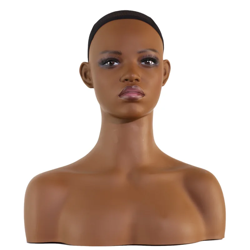 Fashion Design Mannequin Training Head with Human Hair Display Mannequin Head with Shoulder
