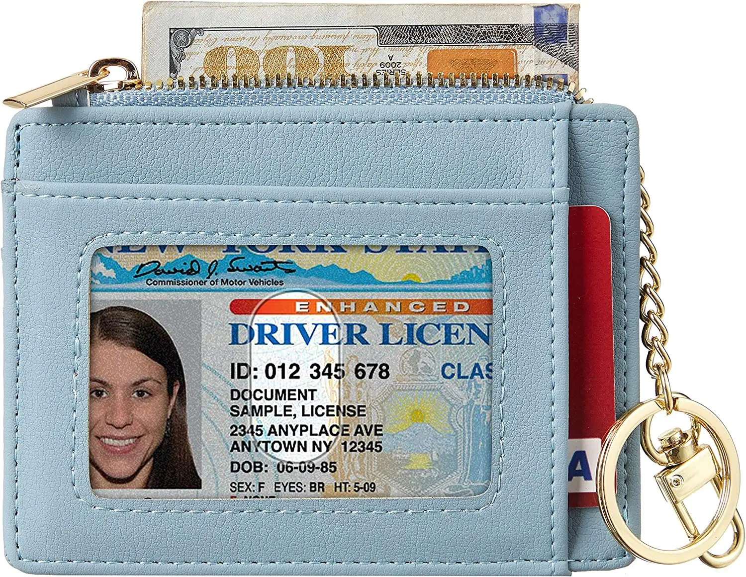 Custom Card Sleeve Slim Front Pocket Wallets Ladies Credit Card Holder with Keychain coin purses For Women Men