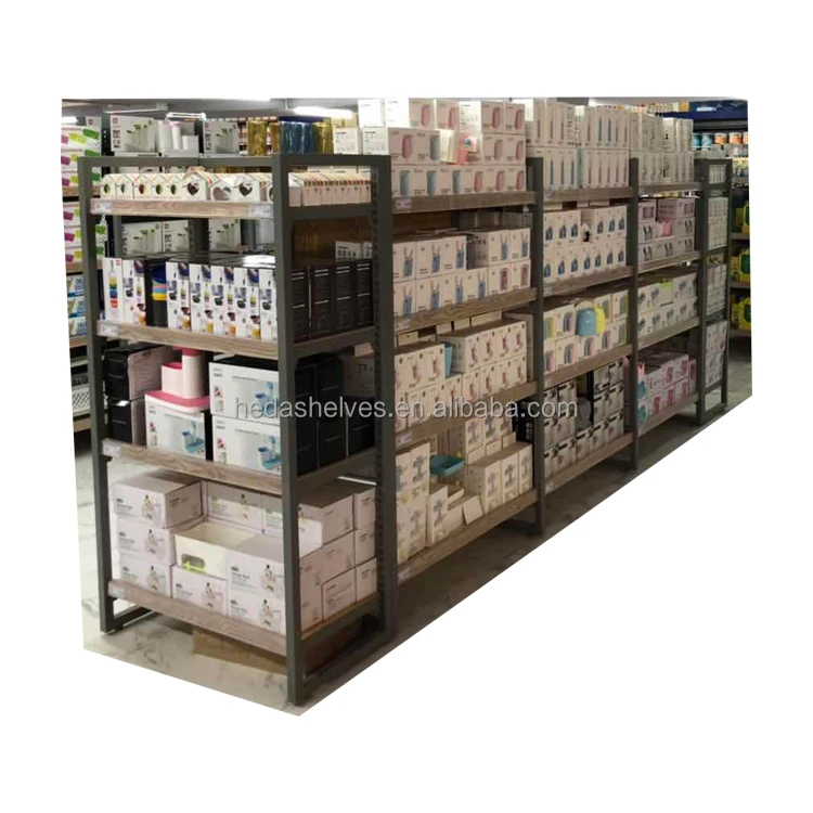 Wine Shelves Commercial Wooden Metal Storage Shelf Wood Shelves For Retail Store
