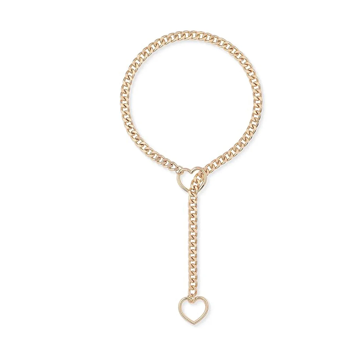 Lady Best Seller Stainless Steel Lariat Cuban Link Chain Custom Fashion Jewelry Heart Slip Chain Necklaces Of Good Quality