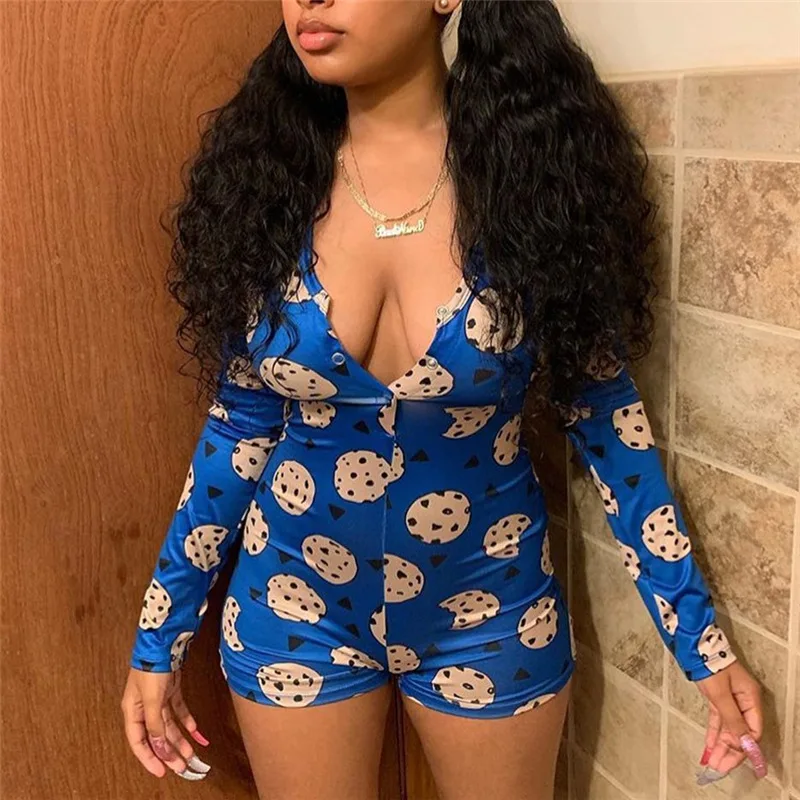 
Hot Sexy Ladies Custom Funny Tight Printed Polyester Long Sleeves Romper Adult Onesie 