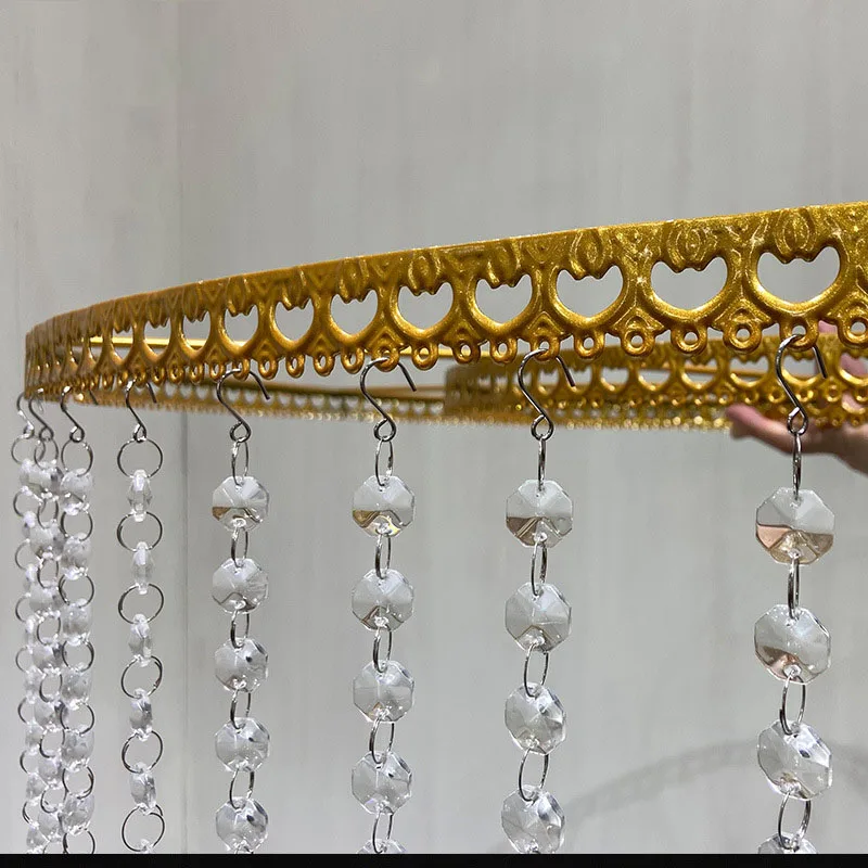 wedding ceiling frame gold white round shape for crystal beads pendant curtains hanging decoration
