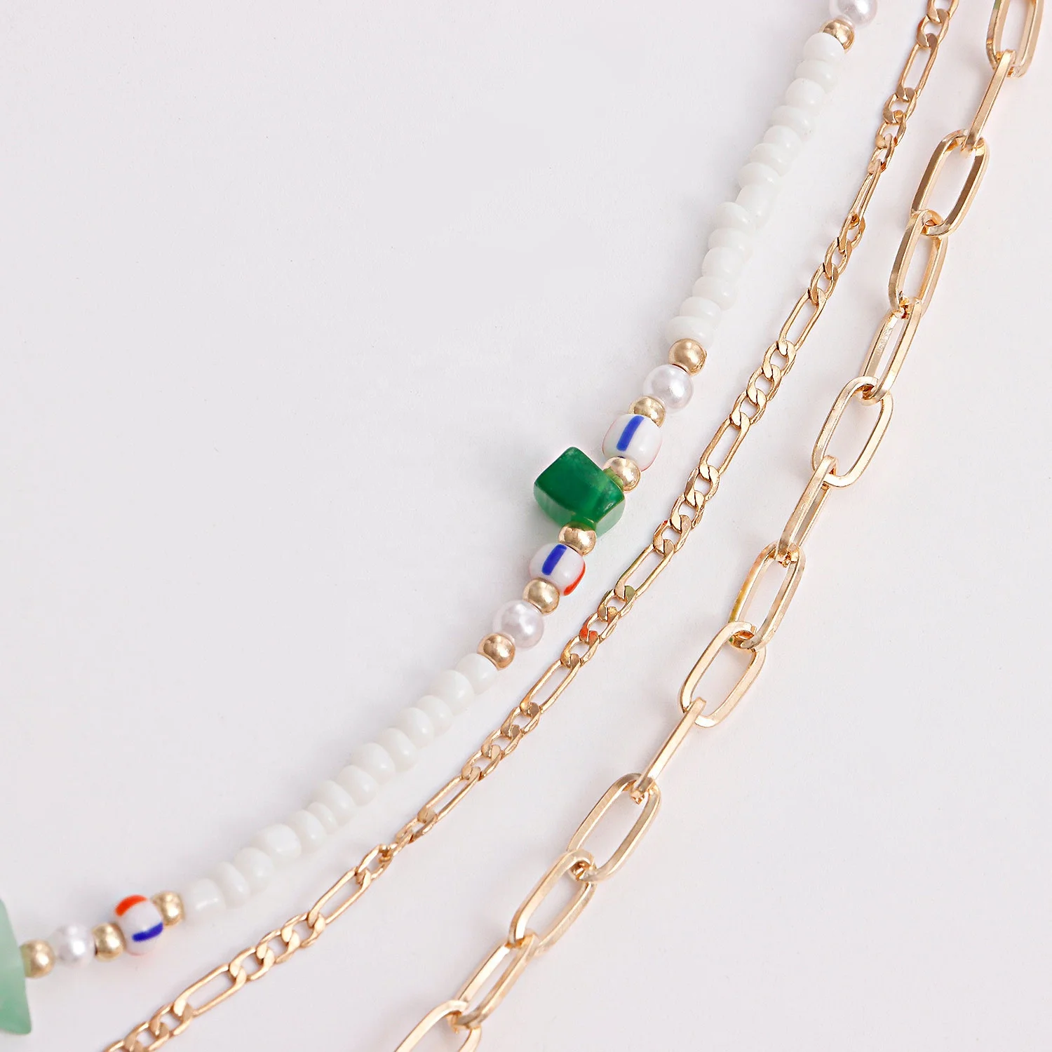 Hot Selling Multi-layer Necklace Rice Beads Turquois Choker Rhinestone Turkish Eyes Pendant Necklace Women Fashion Jewelry