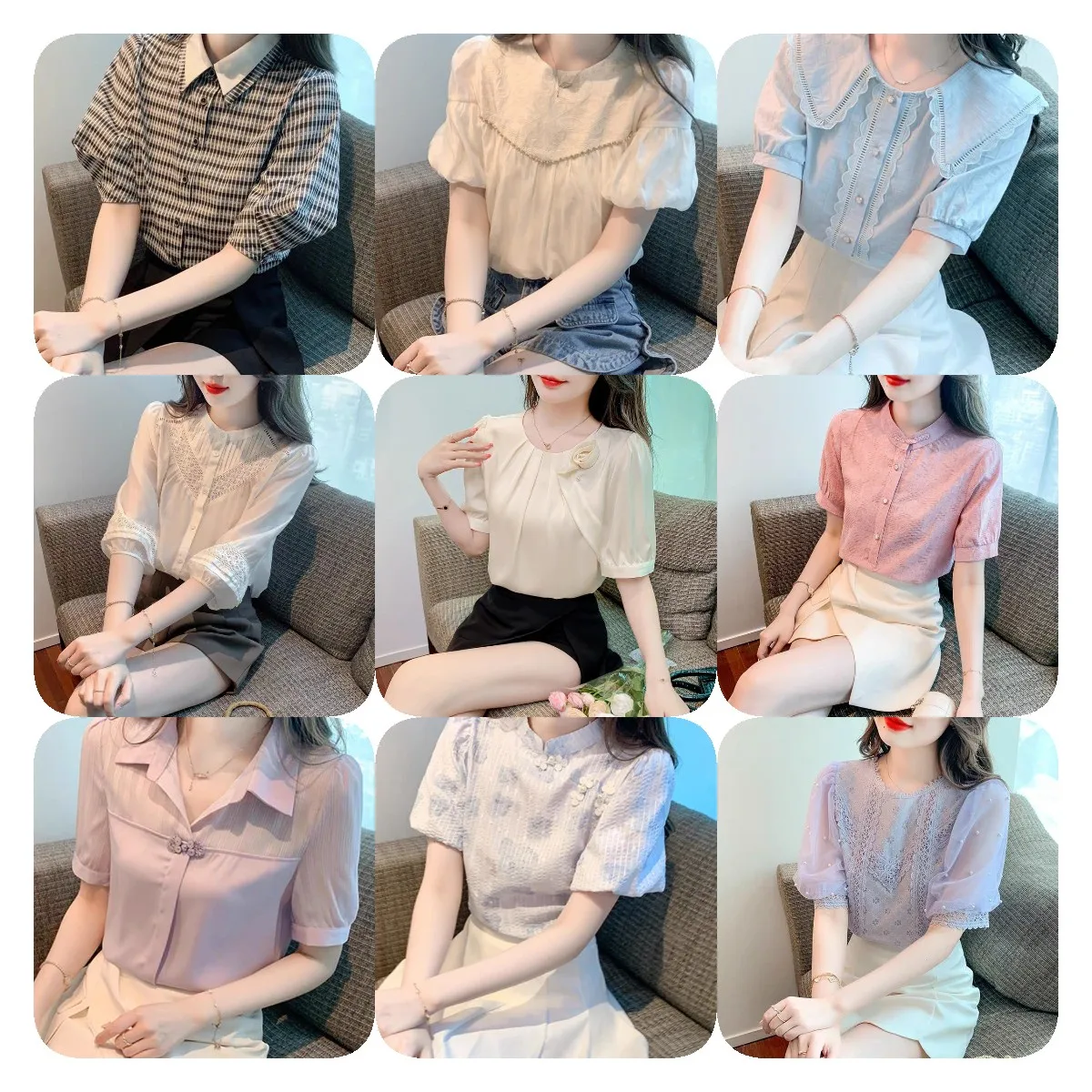 Loose Casual Shirts Basic Office Lady Blusa Turn-Down Collar Vintage Print Tops Elegant Chiffon Women Blouses
