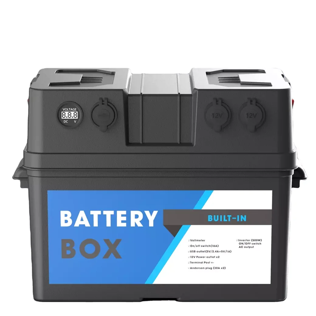 Outdoor Camping 110V 60HZ Battery Box 12V Portable Battery Box with 300W Inverter
