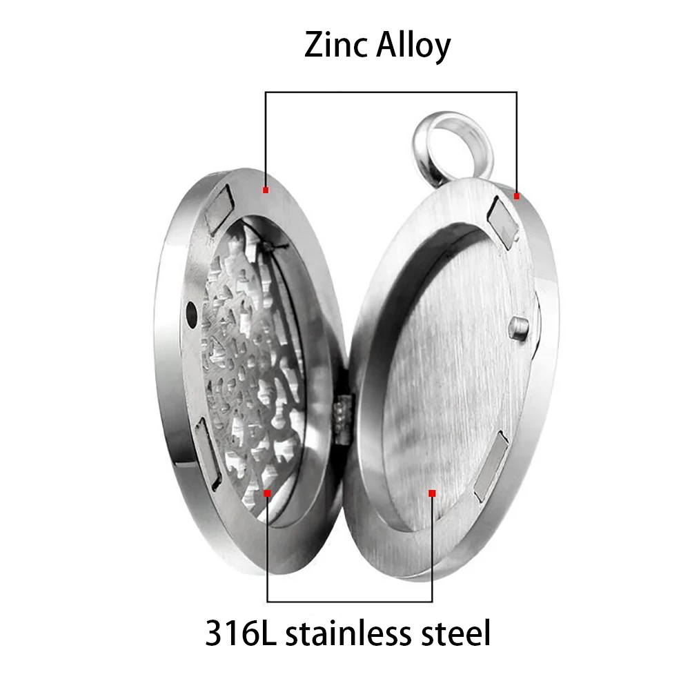 Popular 316L Stainless Steel  and zinc alloy Jewelry Tree Of Life  Aroma Necklace Essential Oil Diffuser Pendant with Pads