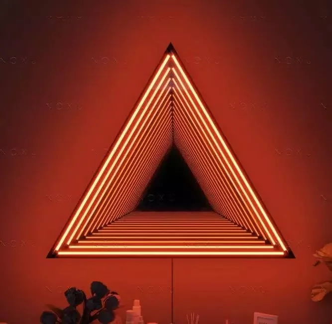 Infinity Triangle Mirror LED Wall Lamp Geometric RGB Colour Changing Wall Decor Endless Magical Lighting, Holographic Portal
