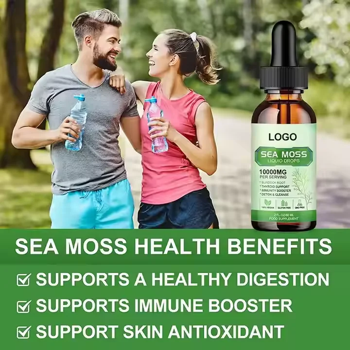 Seaweed liquid drops with organic black seed oil Irish seaweed gel burdock root elderberry vitamins C and D3 6 times stronger