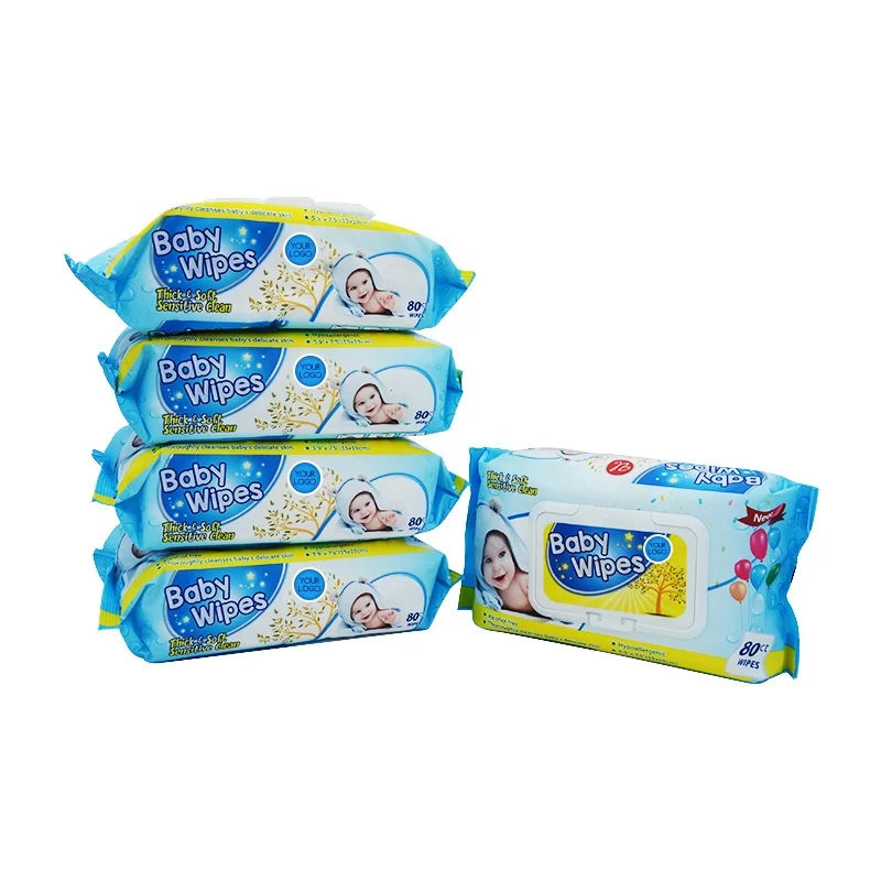 Cheap custom 80 100 pcs soft pack alcohol free skin care super soft non-woven cotton cat dog baby wipes soft and gently