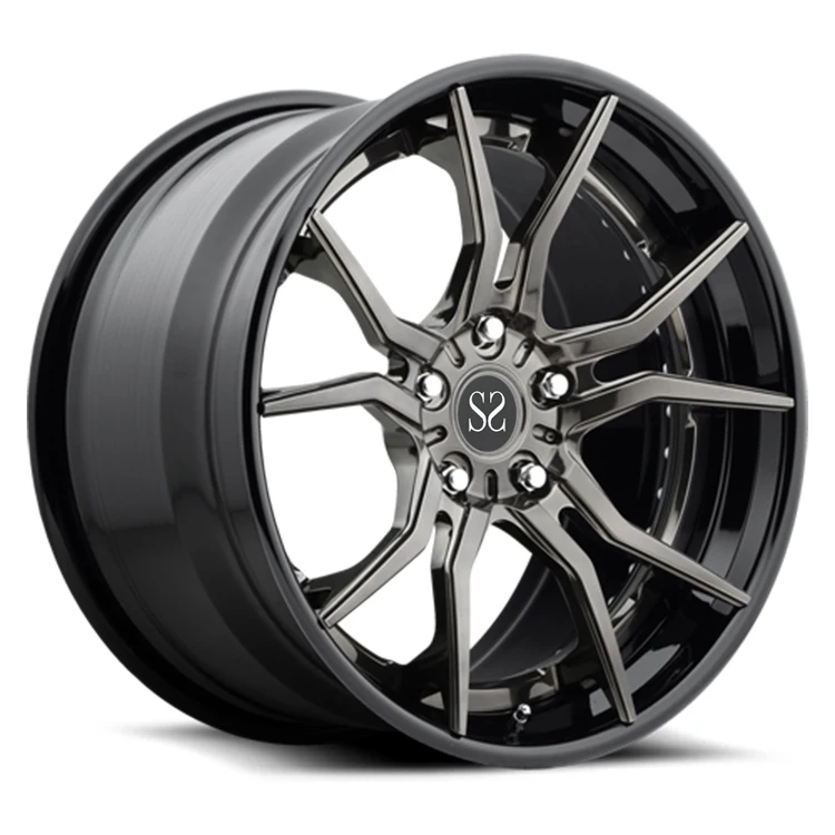 for Corvette C8 Staggered 20 21inch Black Hyper Silver Wheels Forged 2 Piece Custom Rims