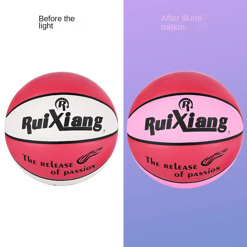 Wholesale Adult No.7 Indoor Outdoor Basketball with UV Sensitive Red Hair Rubber Material for Training for Kids
