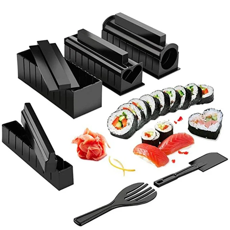 10 Pieces Japanese Style No-stick Sushi Mold DIY sushi Maker Set Tool Sushi Kitchen Roll Mold Kit