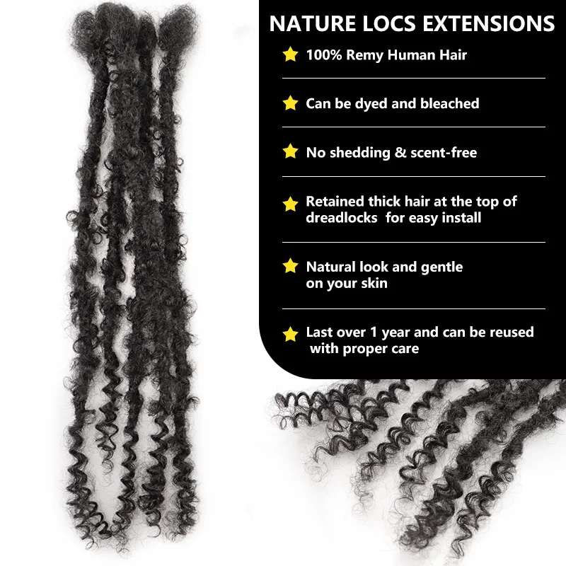 Jiffy Hair flexible easy to dye hot selling products 2024 natural human hair butterfly locs with curly ends