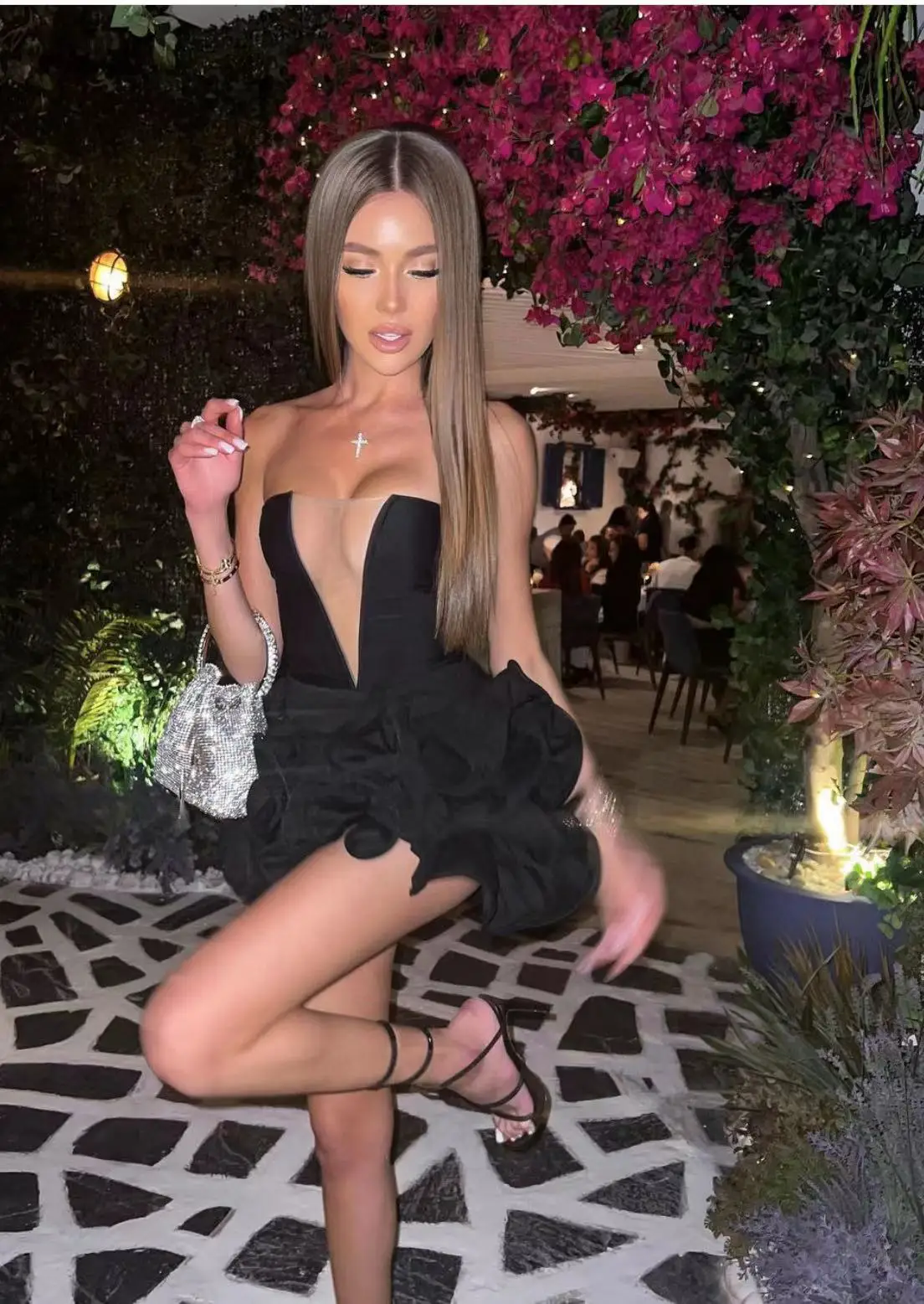 New Arrival High-quality Strapless Sleeveless Mesh Pooper Skirt Mesh Stitching Peplum Birthday Party Club Prom Evening Dress