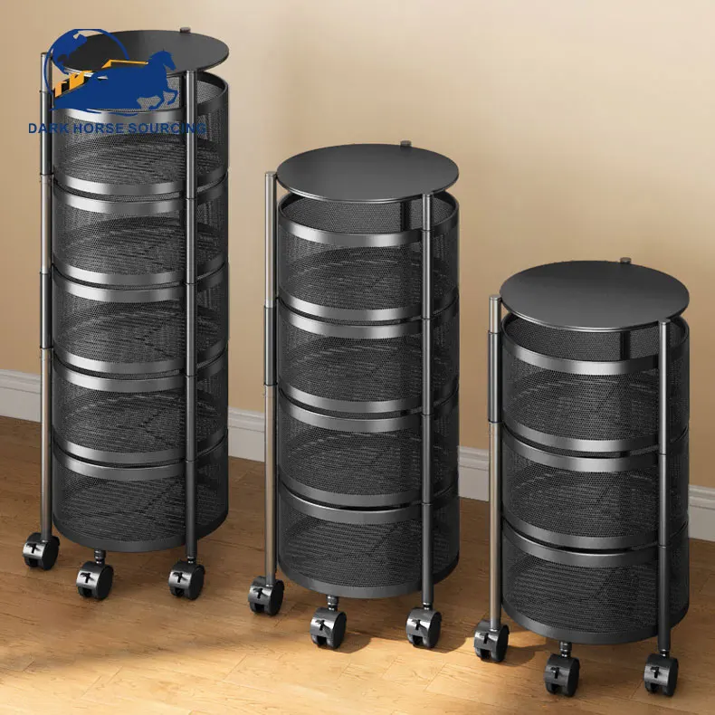 Multi size Kitchen Vegetable Rotating Shelving Floor storage stand rack multi - layer shelving cylindrical storage rack