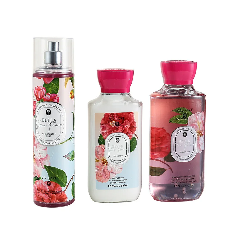 Factory wholesale brand body spray lasting dry skin body shower gel perfume ladies skin care products.