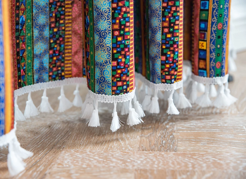  Geometric Handmad Patchwork Cotton Window Ready Made Luxury Linen Blackout Home Curtains For The Living