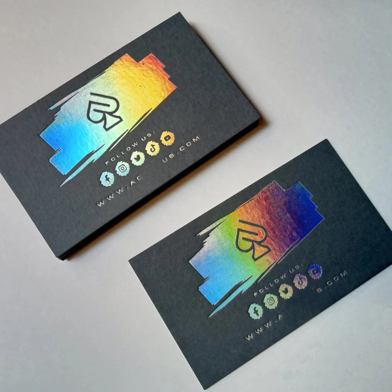 Wholesale small business visiting card customized thank you for your order card embossed rainbow foil business card printer