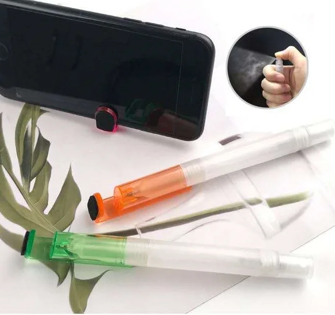 
New design 4 in 1 phone holder sanitizer spray screen cleaner ball pen 