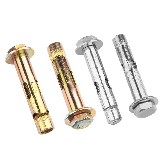 customized 304 Stainless Steel Galvanized Sleeve type expansion anchor bolts With hexagon nuts spring washers and flat washers