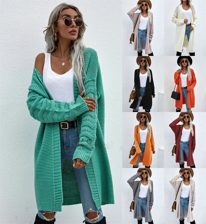 Ready to Ship Korean Style Loose Cardigan Adult Stylish Womens Knit Grey Colour Ladies Knitted Logo Jacket Long Ladies Sweater