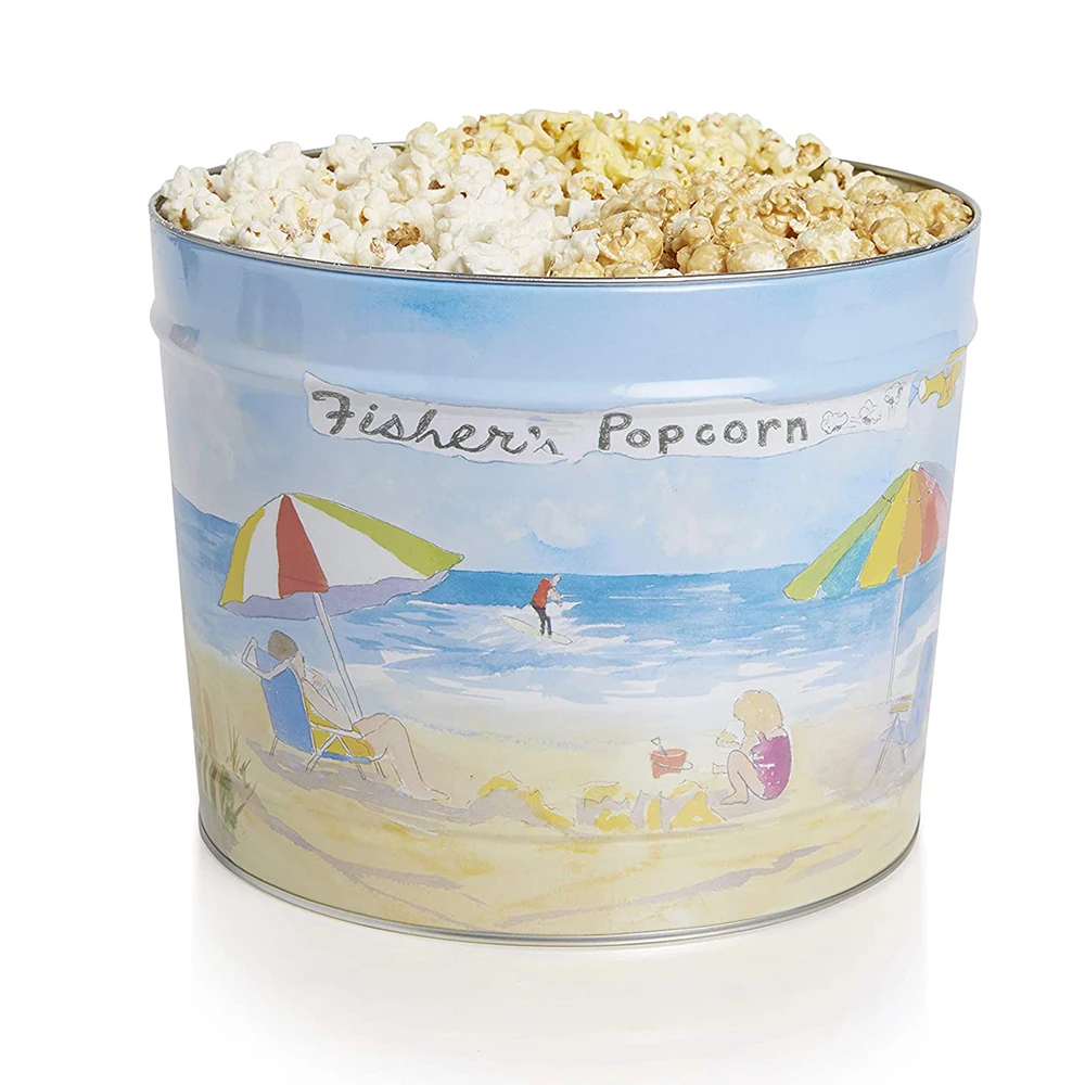 Tin Box Large Gift Storage Tins Metal Recyclable Food Cookie Tins Big Popcorn Snacks