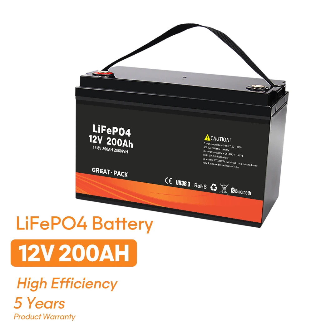 GP 2.5KW High Capacity Solar Batteries 12V 200AH Lifepo4 Battery and BMS Solar Battery Portable