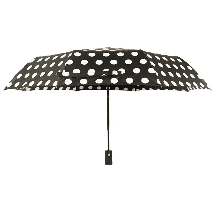 New Design 3 Fold Automatic Polka Dot Printed Customized Umbrella