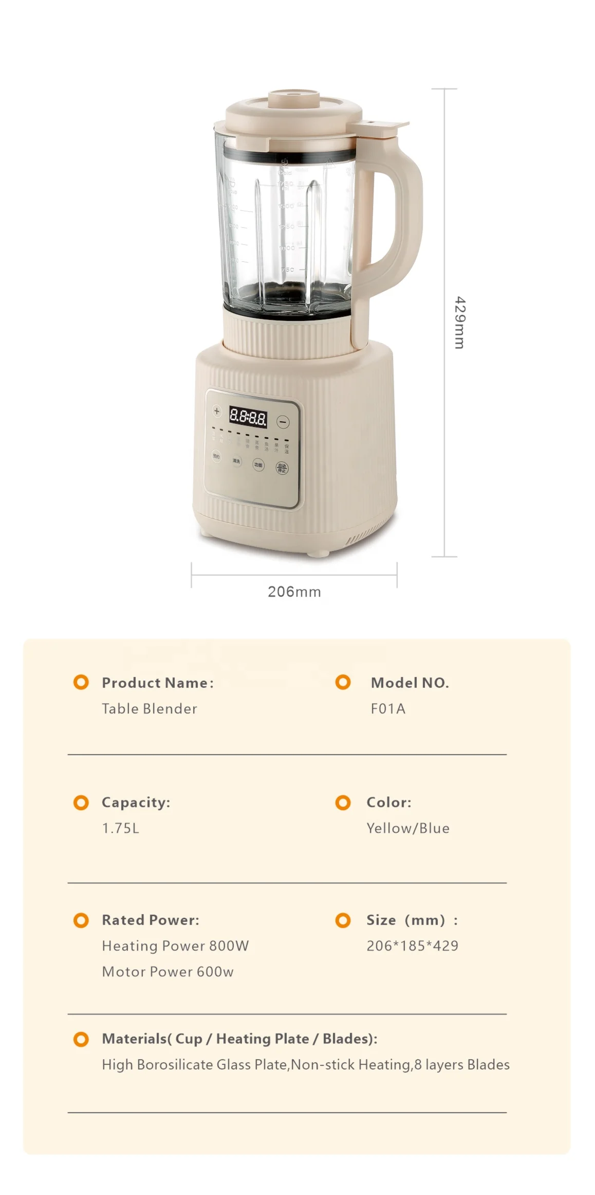 Demute High Speed Commercial Food cooking Blender With Soup soybean milk juicer smoothies grinder  heating blender