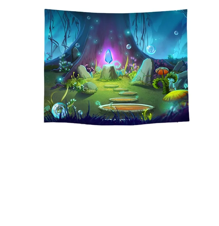 Hot sale  printing digital hanging wall tapestry wolf printing cartoon tapestry for home