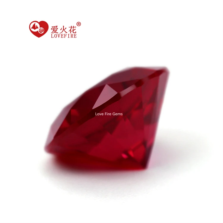 small MOQ wholesale price 3-10mm 8# red corundum faceted round gemstone loose synthetic ruby