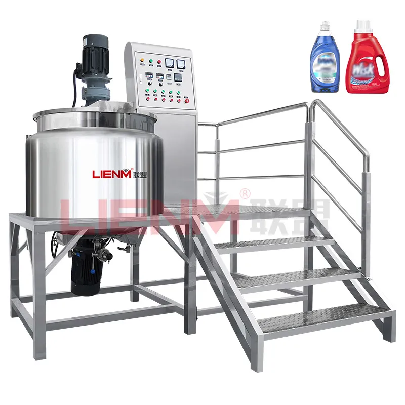Factory stainless steel liquid soap mixing tank with agitator laundry soap detergent production line