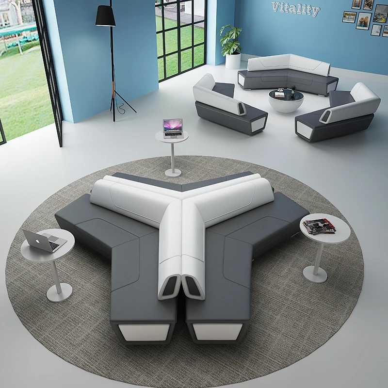 Modular free combination low back casual sofa seating lobby room waiting bench