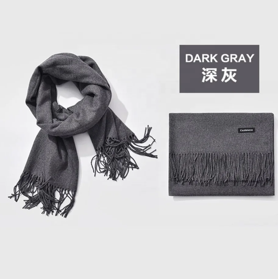 Autumn Winter Wild Double-Sided Cashmere Fringed Scarf European American Style Solid Color Thick Shawl Scarf