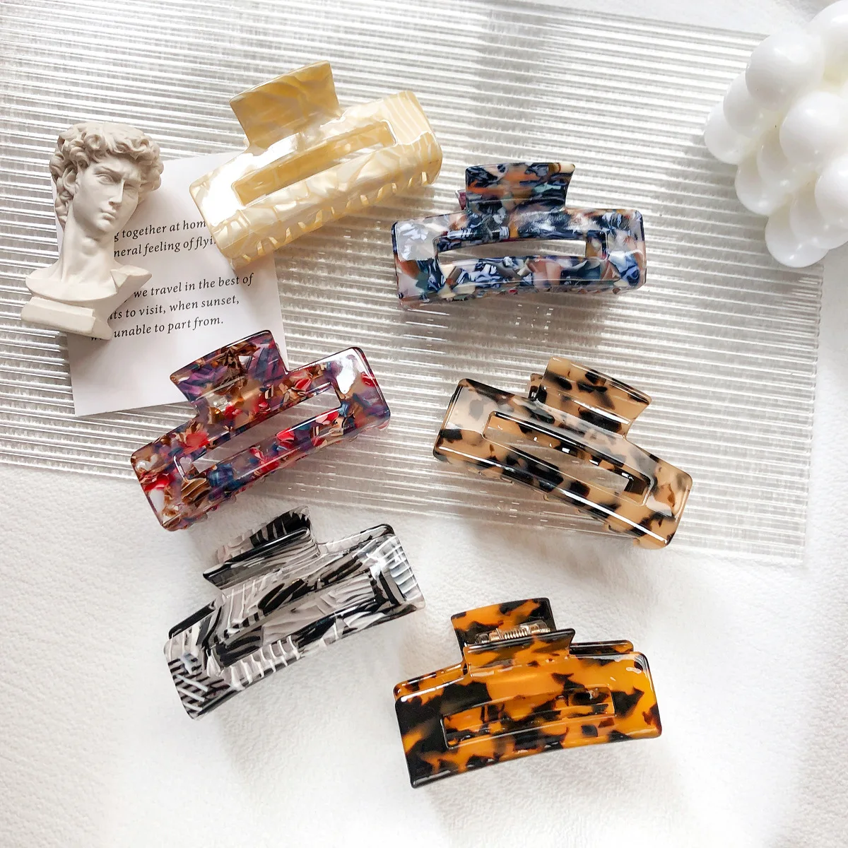 Wholesale Rectangle Hairstyle Acetate Hair Claw Clips 7.5cm Medium Size Barrette Hair Clip