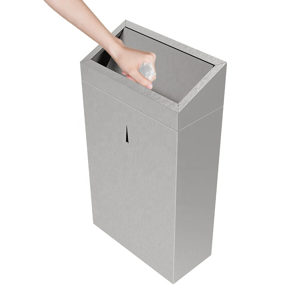 Swing top industrial ss dustbin 30L stainless steel garbage bin manufacturer