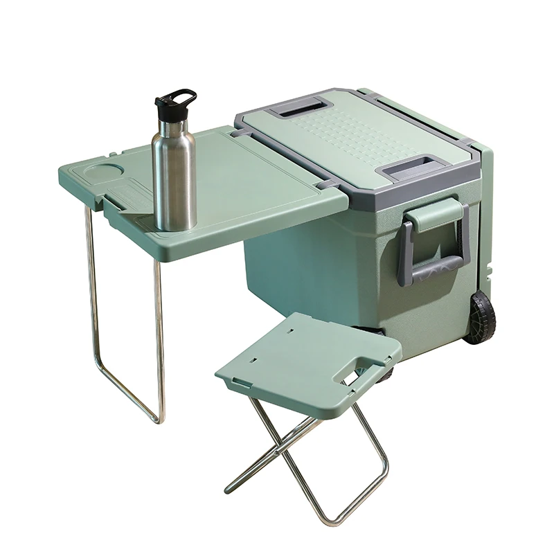 Compact Outdoor Cooler box Set: 32L with Table, Chairs, and Wheels for Picnic Adventures