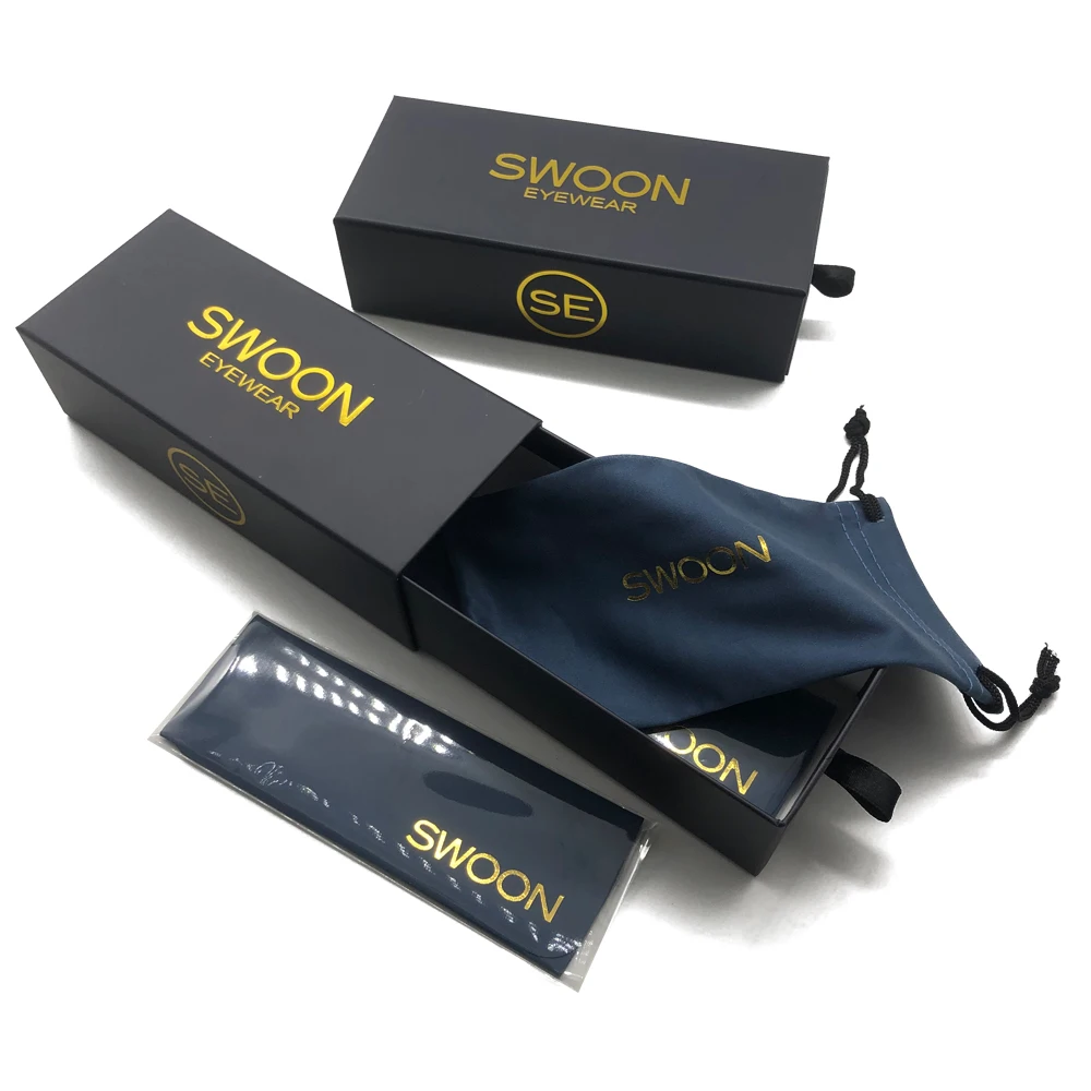 Custom Logo Sunglasses paper Case Set Eyeglass Cases Sunglasses Box Case Set  with pouch, lens cloth set