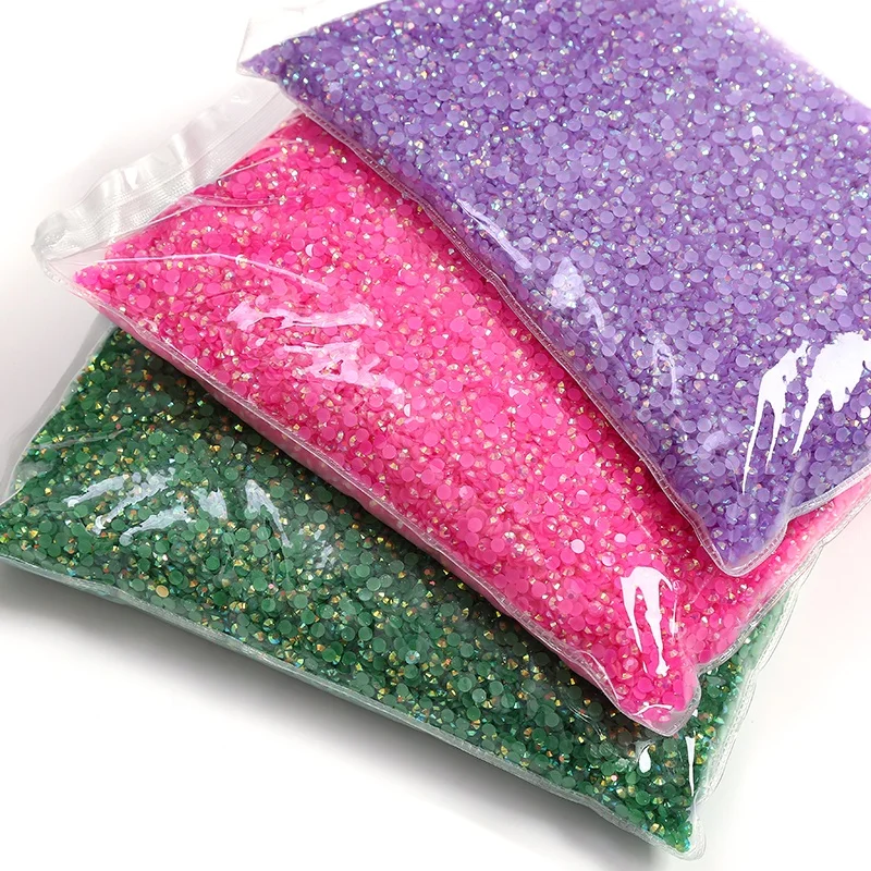 New Arrivals Loose Jelly Rhinestones Bulk  Acrylic Gem Flatback non hot fix transparent jelly Rhinestone for Phone Shoes Bags