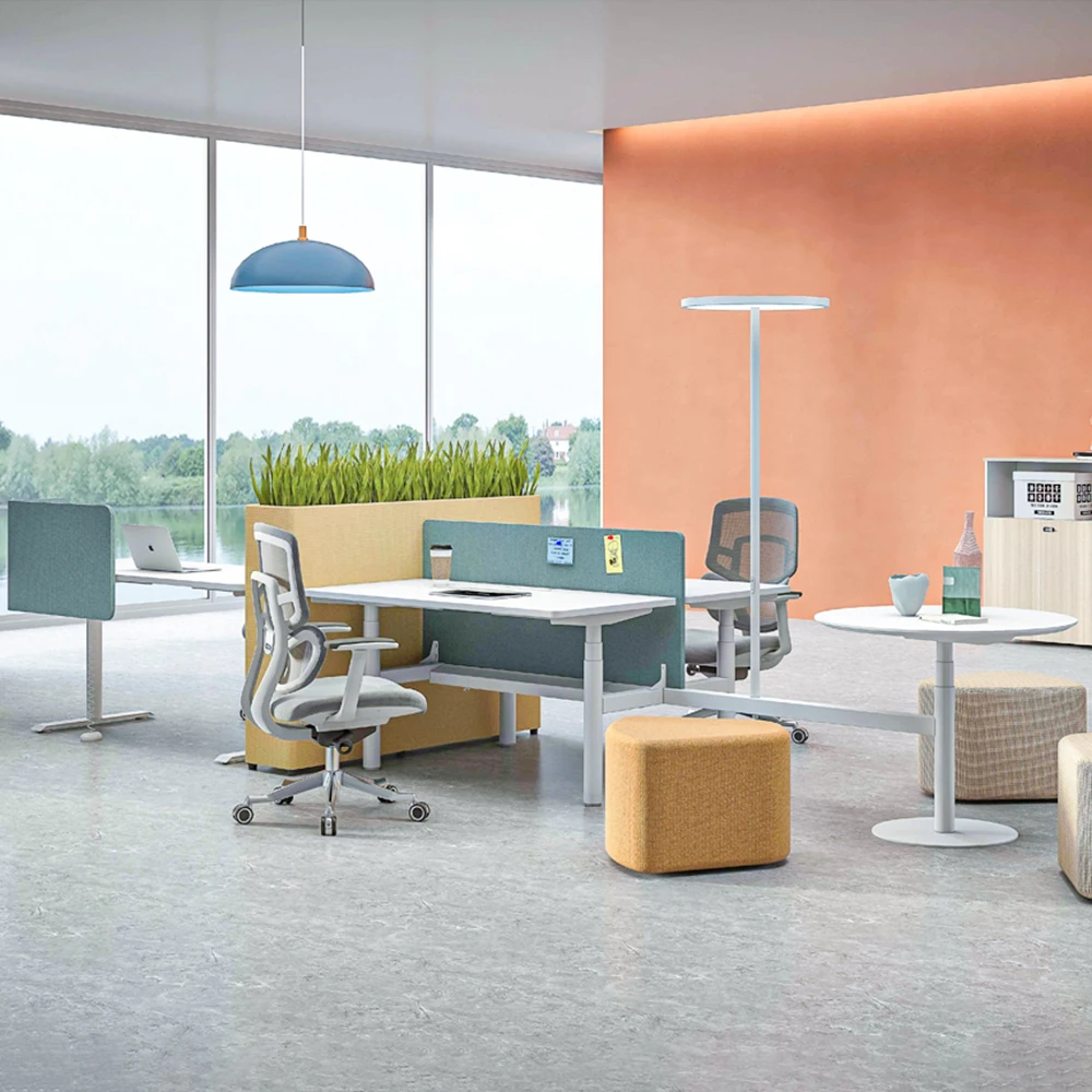 Modern office furniture particle board desktop computer 4 person office desk for 4 seater workstation lift conference table