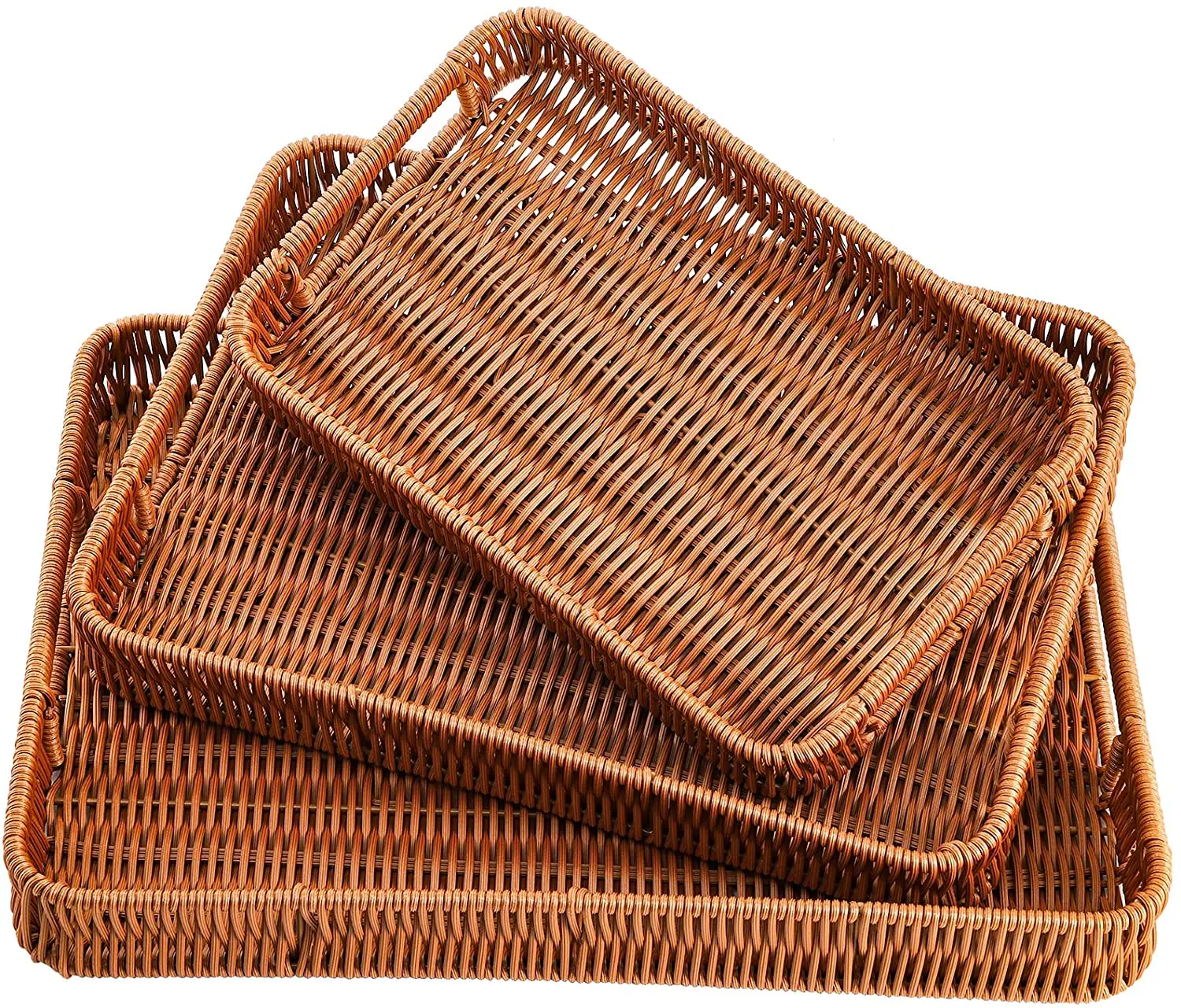 Handmade Handicraft Eco-Friendly Wicker Willow Storage Baskets Bread Tray PP Plastic Rattan Basket