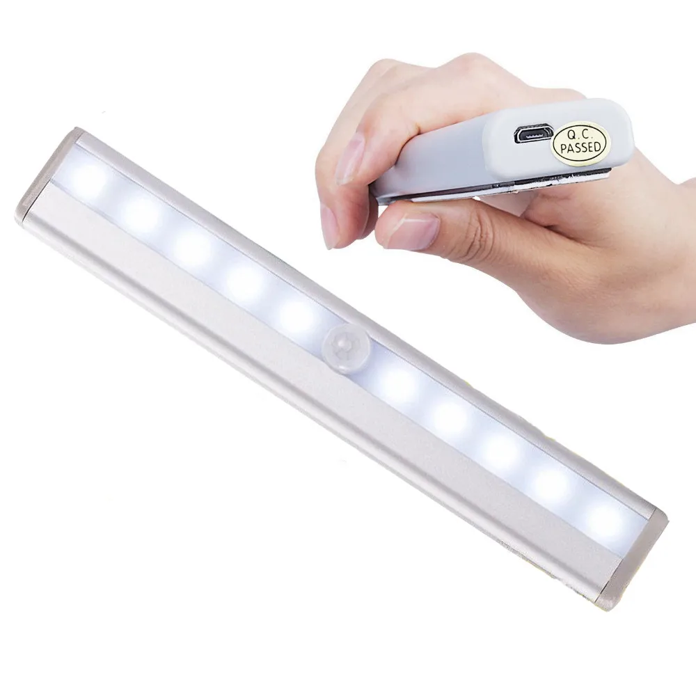 
 Shareus 10 светодиодов USB Перезаряжаемый настенный светильник для шкафа pir маленький внутренний светодиодный ночник с датчиком движения  