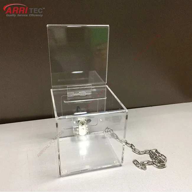 Custom OEM Lockable Plastic Plexiglass Charity Collection Donation Box Acrylic Charity Money Boxes for Donations