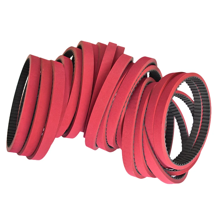 Professional customized high quality Seamless T10 red rubber coating timing belt for pulling filim machine