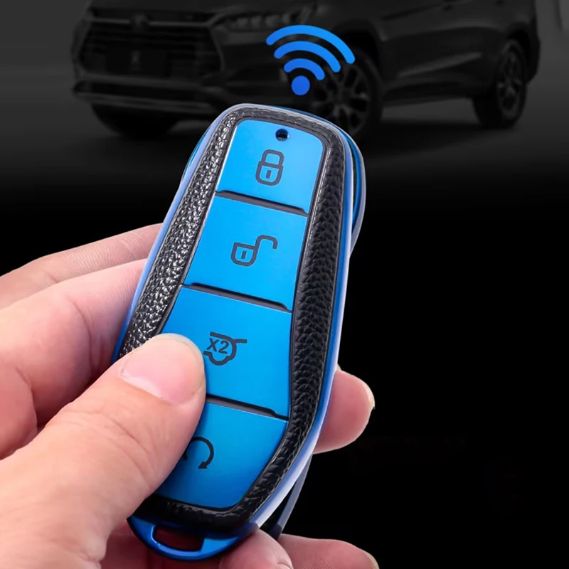 Car TPU Leather Car Key Case Cover for BYD Song Qin Han EV Tang DM 2018 - 2022 Shell Protector Fob Auto Accessories