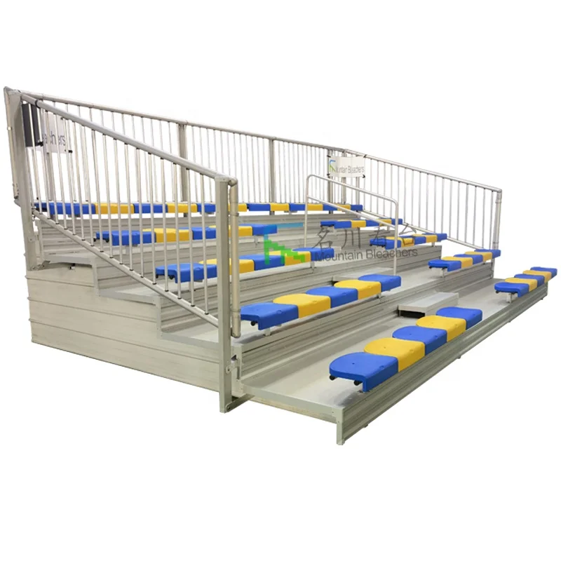 Low Rise 5 Rows Seating Bleachers Metal Grandstand Seating Tribunes  For Basketball Football Court