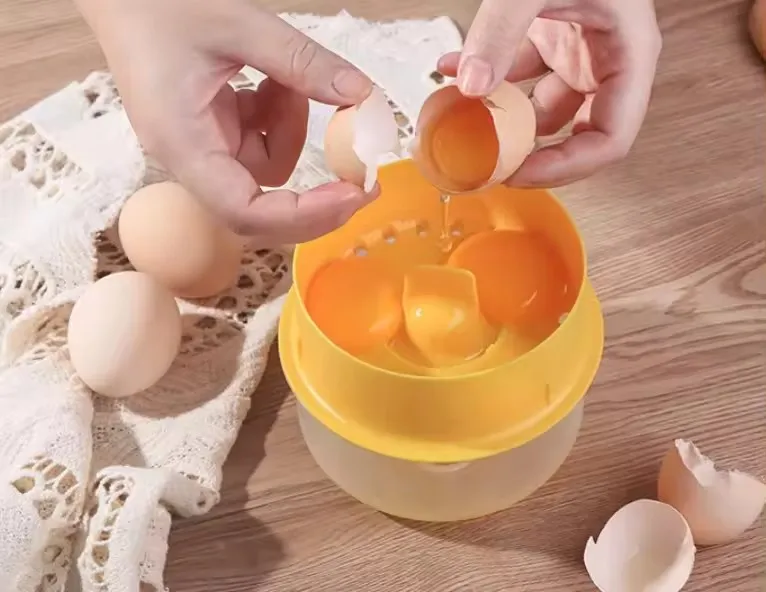 Plastic egg cracker yolk white egg liquid separator filtering household egg with storage box
