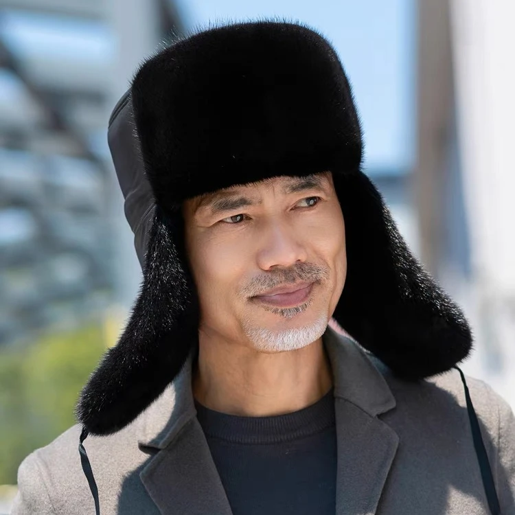 CX-C-170B Fashion Mink Fur Russian Style Mens Winter Hats